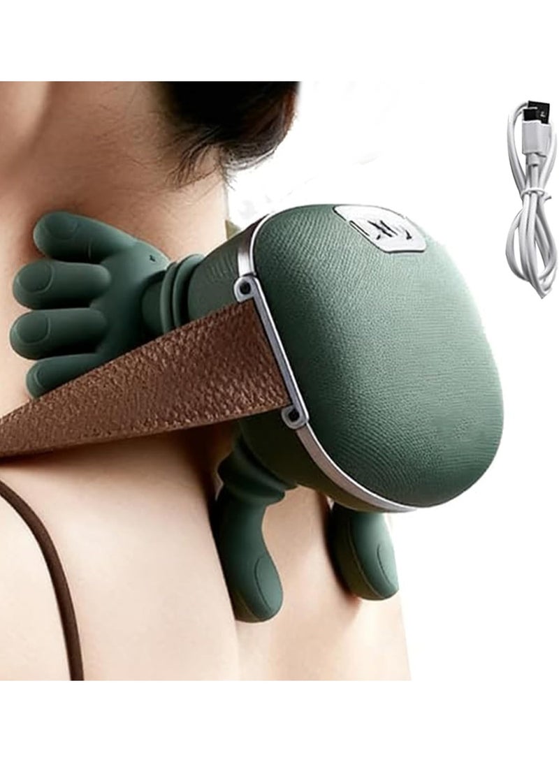 Wtrtr مدلك الرقبة والكتف الذكي - مدلك كهربائي عميق 4D بدون أسلاك مع تدليك حقيقي باليد، 3 سرعات لضبط الألم في الرقبة والكتفين والظهر والعضلات، قابل لإعادة الشحن، 1 قطعة، للرجال والنساء - Image 2